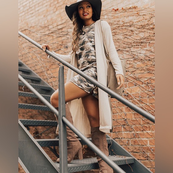 SEED TO STYLE Dress Organically Camouflage T-Shirt Ruched Side Dress - Picture 7 of 15